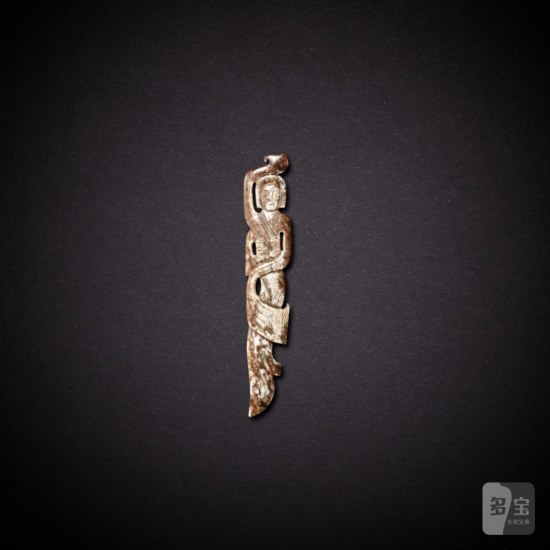 A russet jade 'dancer' pendant, Han dynasty | 漢 玉舞女珮